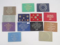Royal Mint Proof sets (11) 1972 - 1982 inclusive, all sets held within cardboard sleeves together