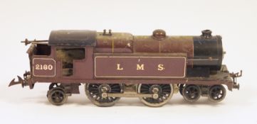 Hornby O gauge 4-4-2 LMS 2180 clockwork locomotive in poor condition