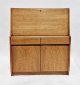 Mid-century retro teak bureau by Remploy, the fall front with key opening to a fitted interior above