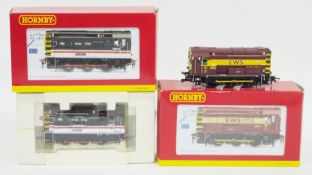 Two Hornby model railways OO gauge locomotives, R2871 EWS Class 08 diesel electric shunter 08676 and