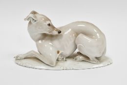 Rosenthal porcelain model of greyhound, designed by Theodor Kärner, circa 1921, printed and