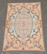 Aubusson style mauve ground rug with floral design in green, cream and pink, 121cm x 181cm  Property