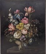 Van Eck (late 19th/early 20th century) Oil on canvas Still life of flowers in a vase, signed lower