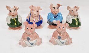 Six Wade Nat West ceramic money boxes including father, mother, two daughters and two babies (6)