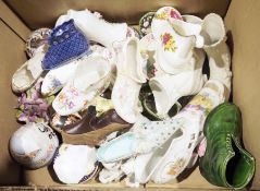 Assorted ceramic shoes to include Cottage Rose, Dresden, Staffordshire etc., Portuguese ceramic