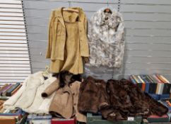 Vintage sheepskin coat, a suede jacket and skirt, a vintage goatskin brown three-quarter length