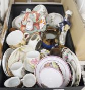 A collection of predominantly ceramic items to include 19th century and later cups and saucers,