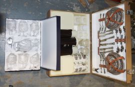 Boxed Continental crystal carafe and six glasses, each cut with swags, together with a retro Brexton