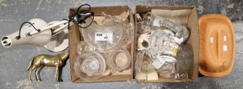 A quantity of glassware to include jugs, decanters, tapas dishes etc. and an anglepoise style