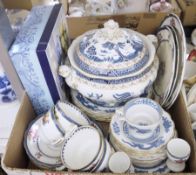 A quantity of blue and white china and other ceramics to include a Booths Real Old lidded tureen,