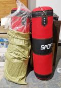 Two red fabric sport punching bags (2)
