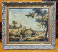 Pair of oleographs showing continental pastoral scenes, both in elaborate gilt frames (2) Property