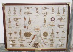Framed, glazed and mounted display of replica sailor's knots, 60cm x 81cm Property of Dunkirk Manor,