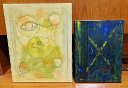 Rose Feller (aka Rozsa Szucs, Hungarian, b.1975), four abstract oil paintings on canvas, inscribed
