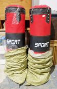 Two red fabric sport punching bags (2)