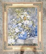 Machine woven tapestry picture of Spring Bouquet, after Renior, on cream backing, for hanging, 92.