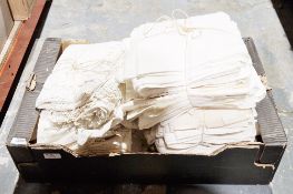 11 lace-edged tablecloths in varying sizes, seven pairs of white window blinds and other items (1