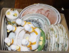 A collection of predominantly ceramics and glass to include a vintage gaggle/ring of geese