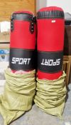 Two red fabric sport punching bags (2)