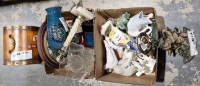 A quantity of ceramics to include a Nao dove, a hardstone Corinthian form table lamp, a studio