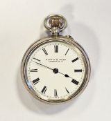 Victorian silver cased fob watch by Mappin & Webb 'The Reliance Watch', the enamel dial with Roman
