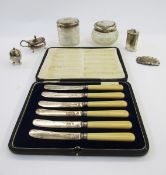 Set of six cased George V silver bladed butter knives, Sheffield 1921, Frank Cobb & Co, together