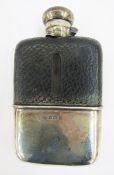 Edwardian glass hip flask by Marples & Beasley, Birmingham 1906, of curved rectangular form with