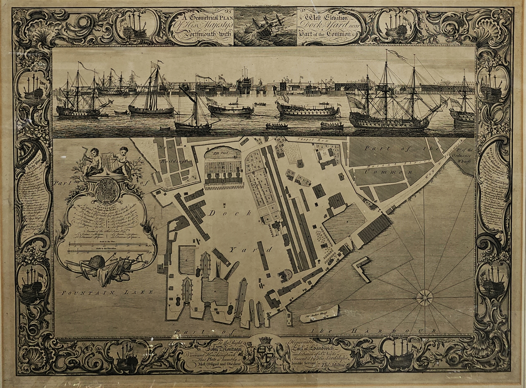 Engineering plan 'West Elevation of His Majesty's Dockyard, Portsmouth with Part of the