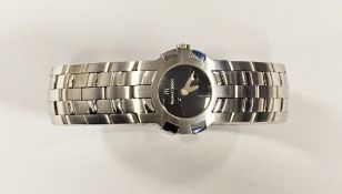 Maurice Lacroix lady's quartz wristwatch, black dial with stainless steel bracelet and case,