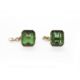 Pair of emerald-cut green tourmaline cufflinks in gold-coloured mounts with chain link (missing back - Image 1 of 2