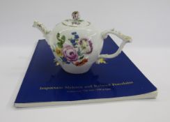 Meissen globular teapot and cover, circa 1745-50, blue crossed swords marks, incised K, with gilt