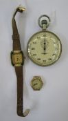 Lady's gold bracelet watch marked 14K, a lady's Heno Incabloc gilt metal and enamel strap watch, and