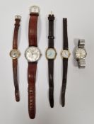Five various wristwatches, comprising: a gentleman's Longines stainless steel wristwatch, a Lady's