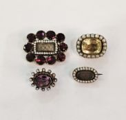 Four Victorian pearl set lace brooches including one with citrine, another with almandine garnet (4)