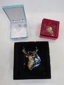 Butler & Wilson costume jewellery brooch modelled in the form of a stag's head with orange