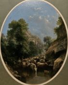 G Gianni (Italian, 19th century)  Two oils on canvas Cow herds crossing water, both signed and dated