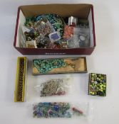 A quantity of part necklaces, turquoise beads, crystal, loose glass beads and other items (1 box)