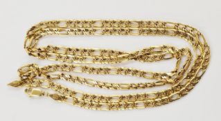 Italian gold necklace of flattened curb link design, marked 14kt, approx 20.9g, length approx 75cm
