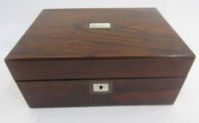 19th century mother of pearl inlaid rosewood box, 30cm wide x 12.5cm high x 22cm deep