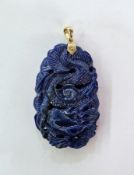 Oriental carved pendant, probably sodalite