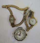 Lady's 9ct gold Excalibur bracelet watch, the circular dial with Roman numerals, another lady's