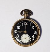 Early 20th century gilt cased gentleman's open faced pocket watch with Rolex movement, the