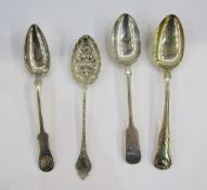 Silver gilt tablespoon, kings pattern, makers William Eley and William Fearn, another silver