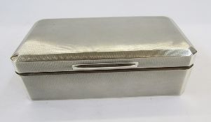 Silver-mounted cigarette box, rectangular with canted corners, engine-turned, Birmingham 1937,