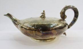 A Victorian silver teapot by Charles Thomas Fox and George Fox London 1843, of squat circular form