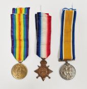 Collection trio group of WWI war medals and ribbons, presented to Pte. Abrahams A.S.C., number M2-