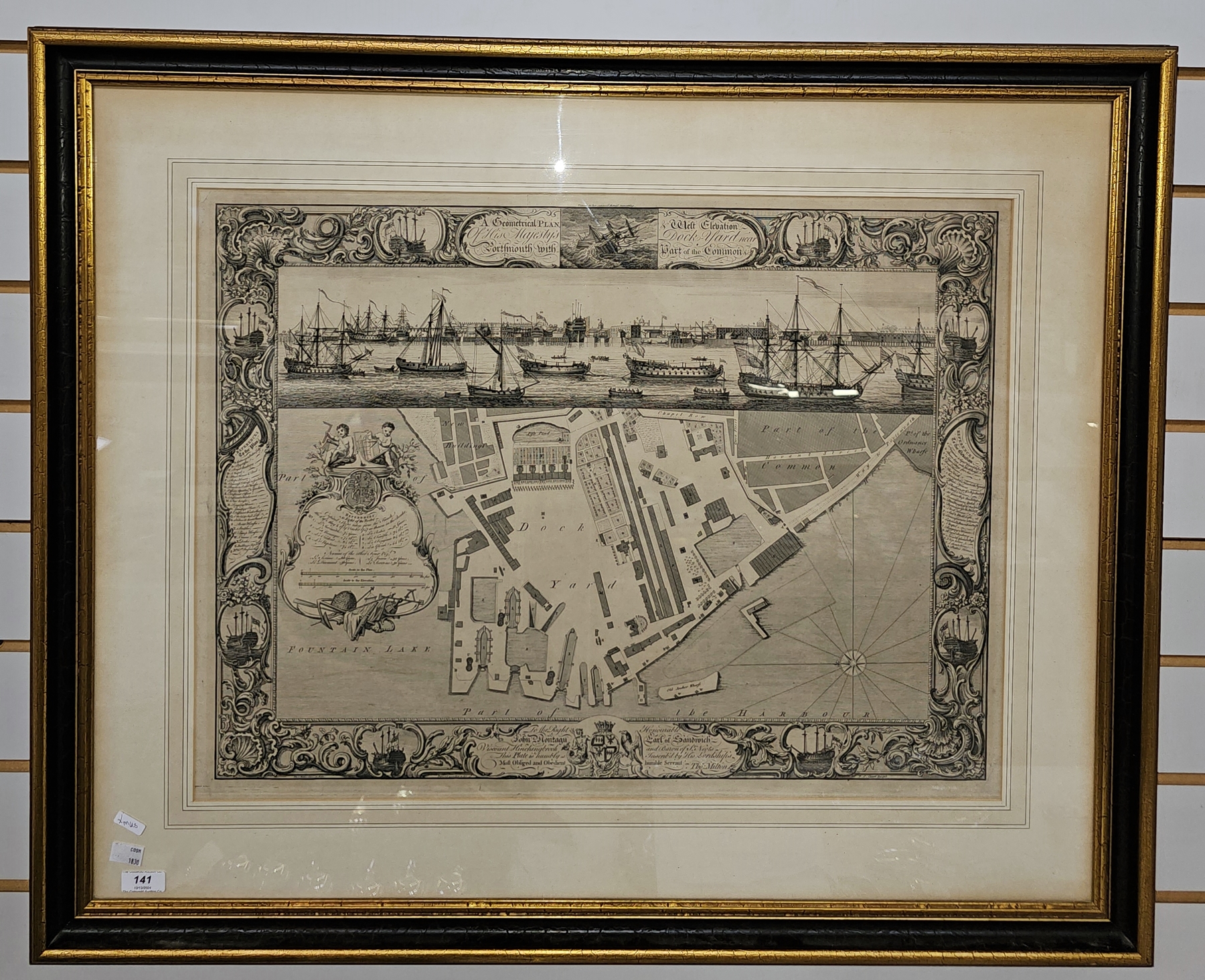 Engineering plan 'West Elevation of His Majesty's Dockyard, Portsmouth with Part of the - Image 2 of 2