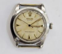 1950's Rolex Oyster steel cased shock-resisting gentleman's wrist watch, ref 6082, the champagne