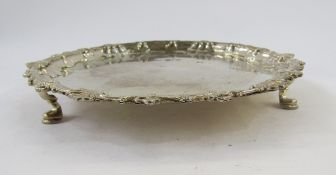 Early 19th century Irish silver card tray, Dublin date letter rubbed, with moulded scallop and shell