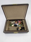 A quantity of various clip earrings in jewel box